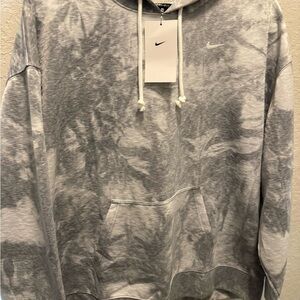 NIKE Womens size XL Dri-Fit Icon Clash Hoodie Cloud Grey Tie Dye Workout Outdoor